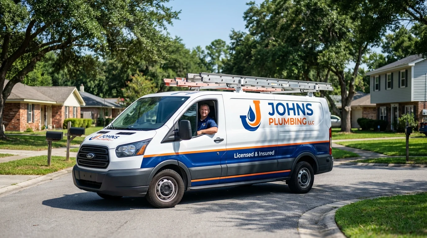Johns Plumbing LLC service van in Overland Park, KS