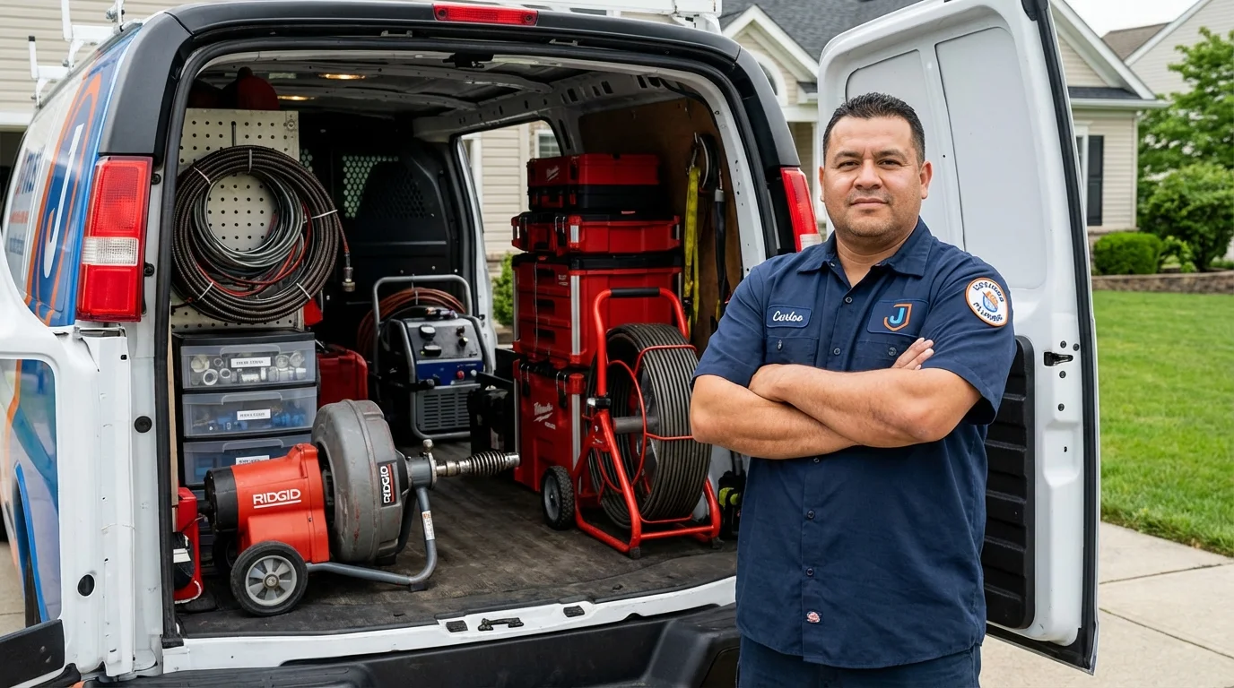 Professional drain cleaning equipment and Johns Plumbing LLC plumber in Overland Park
