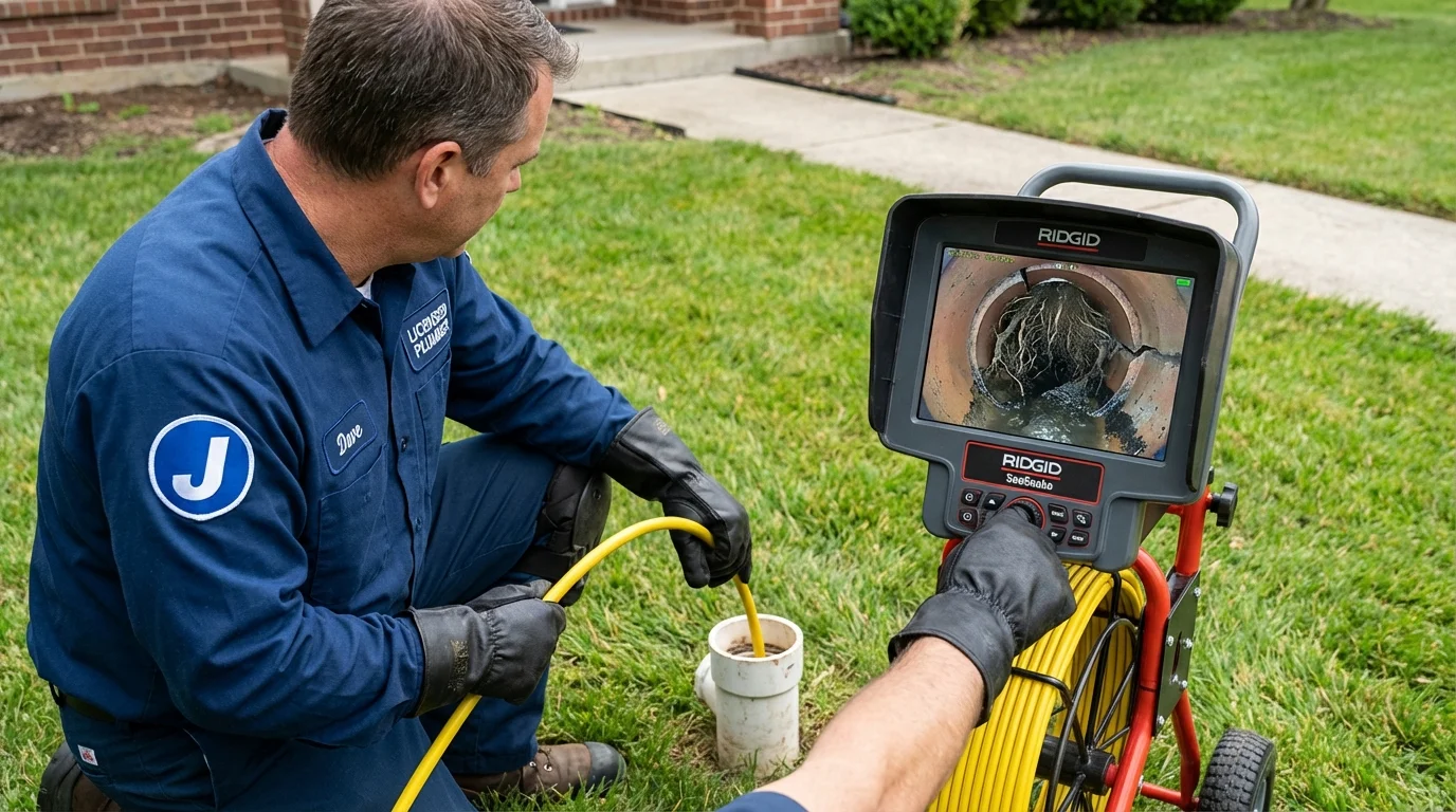 Sewer camera inspection being performed by Johns Plumbing LLC in Overland Park