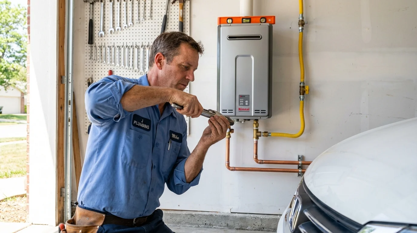 Tankless water heater installation by a Johns Plumbing LLC plumber in Overland Park